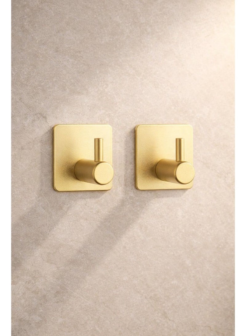 2 Pack Self Adhesive Wall Hooks Heavy Duty | 304 Stainless Steel | No Nails Traceless Hooks for Bathroom & Kitchen - Image 1